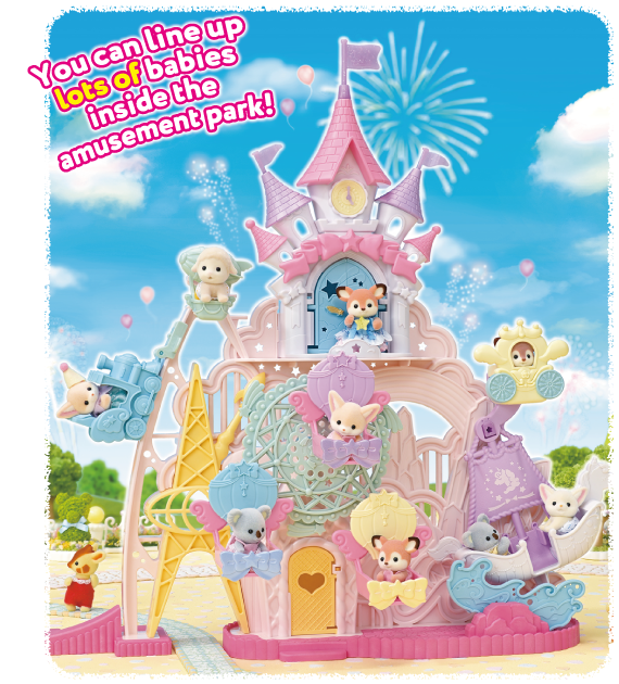 You can line up lots of babies inside the amusement park!