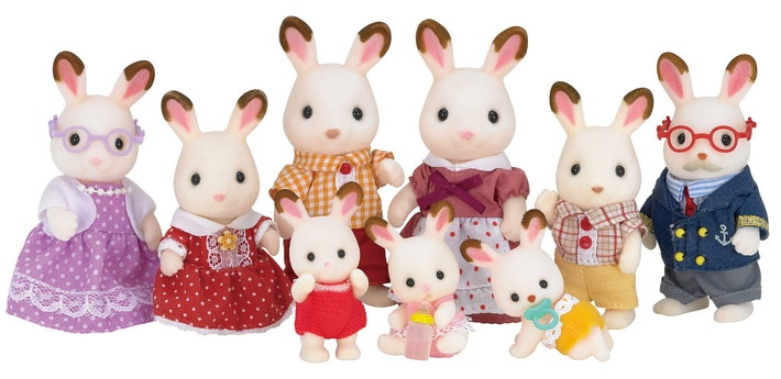 Calico Critters Chocolate Rabbit Family