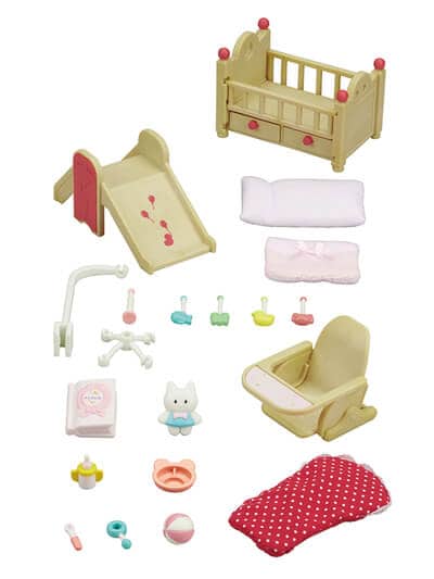 Sylvanian Families Calico Critters Baby Rabbit with Crib and High Chair 