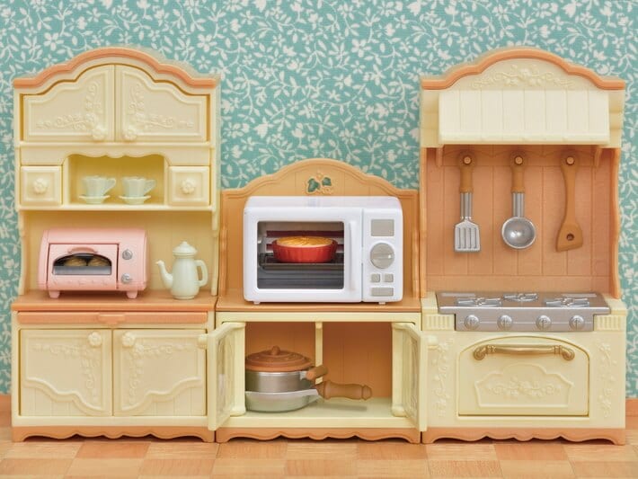 Calico Critters Furniture Microwave Oven & Cabinet NEW Epoch 