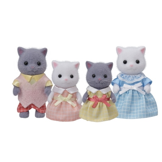 Calico Critters Sandy Cat Family Set 4 Pc Articulated Figures Removable Clothing 