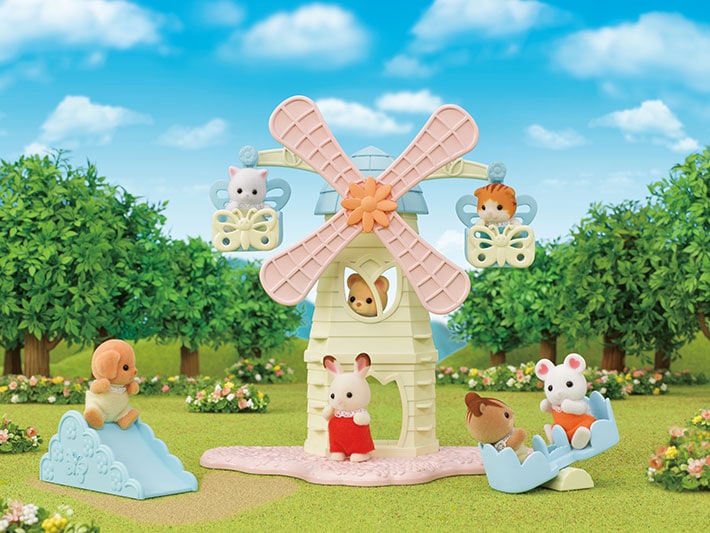 New by Epoch Sylvanian Details about   @ Calico Critters Baby Windmill Park Playset 
