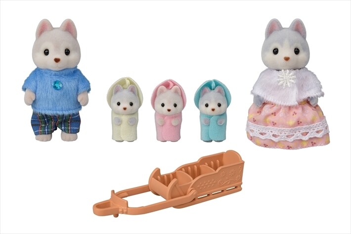 Sylvanian Families Calico Chiffon Critter Dog Family Twins Overseas 